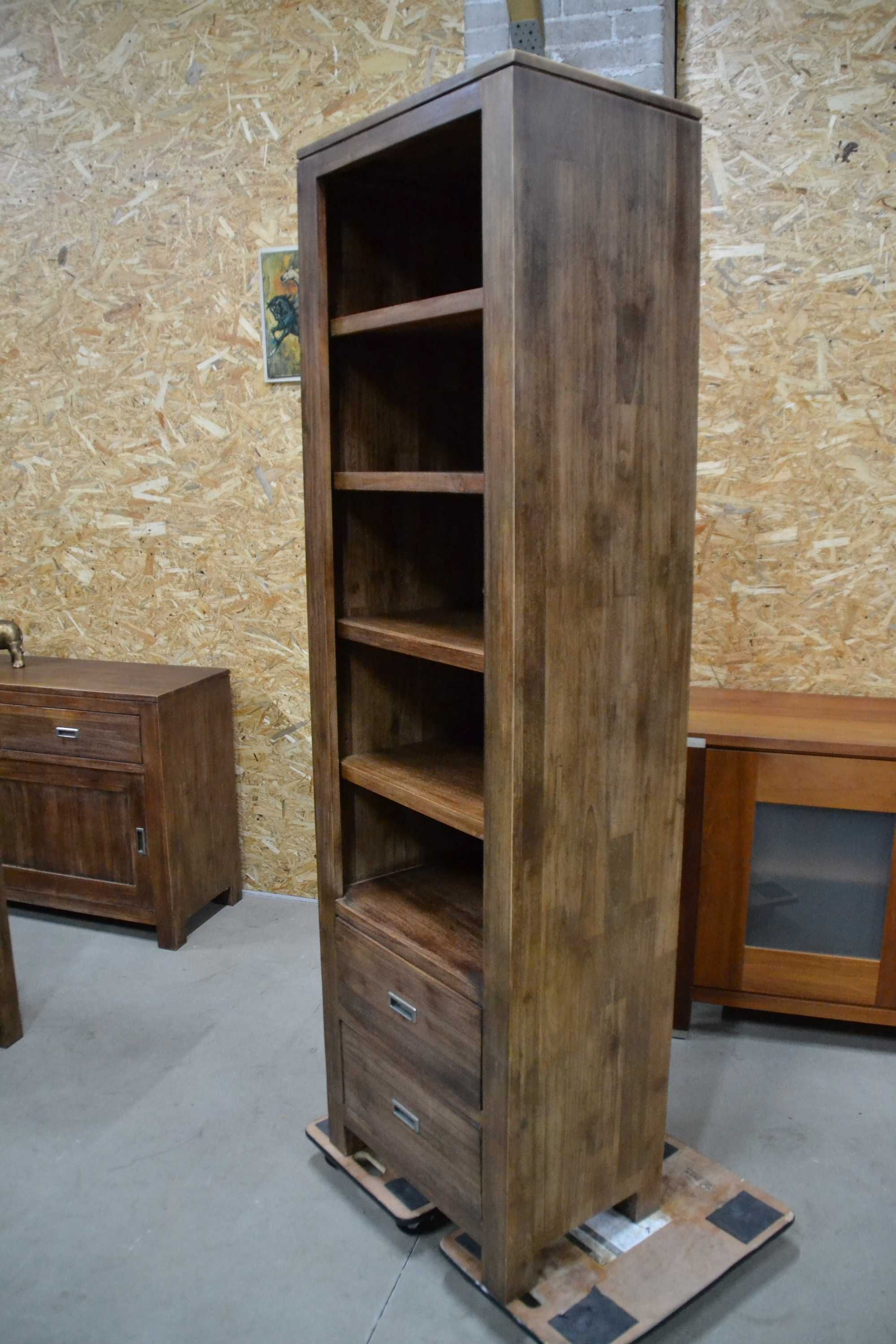 Biblioteczka drewniana, drewno egzotyczne i
