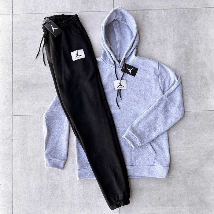 Зимний спортивный костюм мужской Jordan теплый худи штаны на флисе