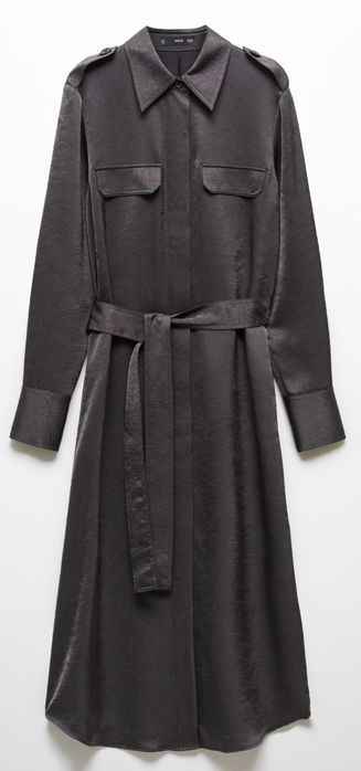 Vestido camiseiro acetinado da Mango (novo)-M