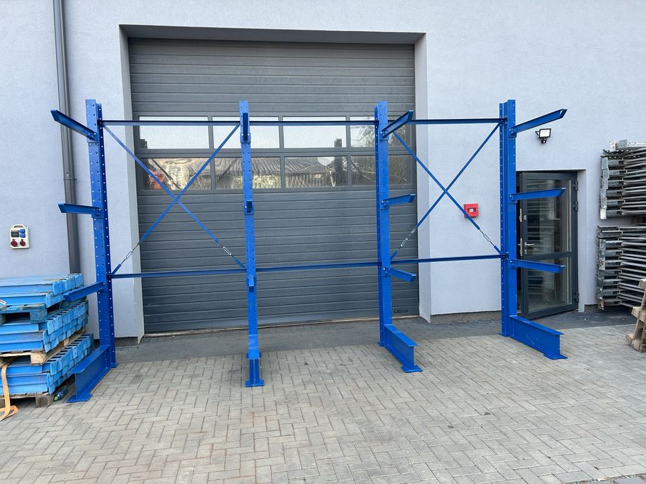 Regały wspornikowe jednostronne na profile rury drewno dłużyce h290cm