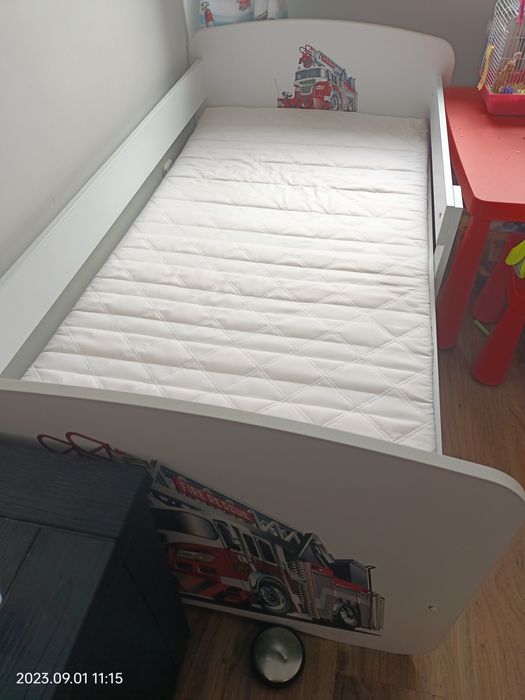 Łóżko 80x160 straż pożarna z materacem i szufladą