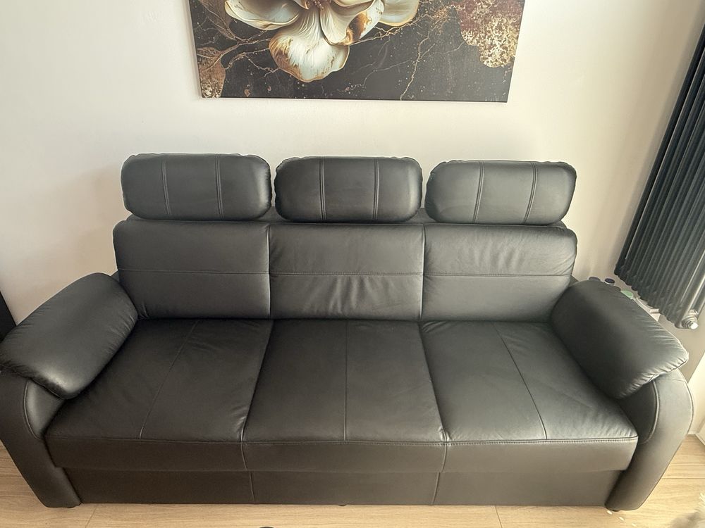 Sofa skóra z regulowanymi zagłówkami -Pilnie