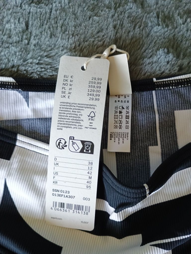 Dół od bikini Czarno białe geometryczne kształty Esprit