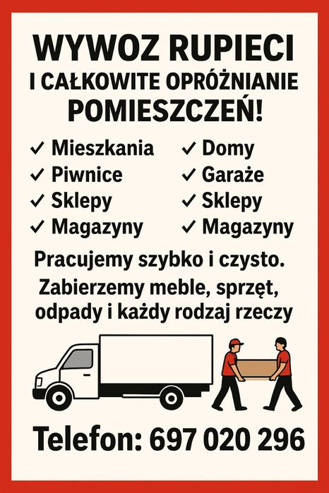 Opróżnianie mieszkań, piwnic, garaży, pomieszczen