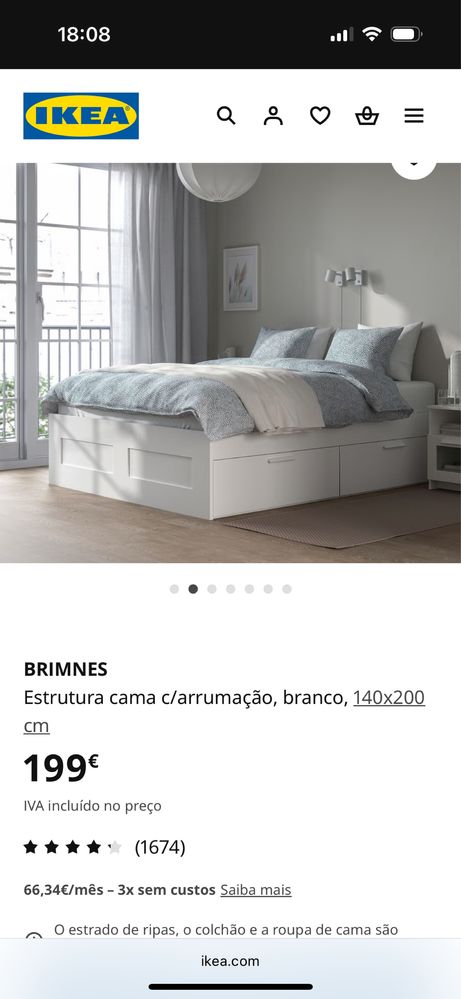 Cama brimnes Ikea+estrado+ colchao