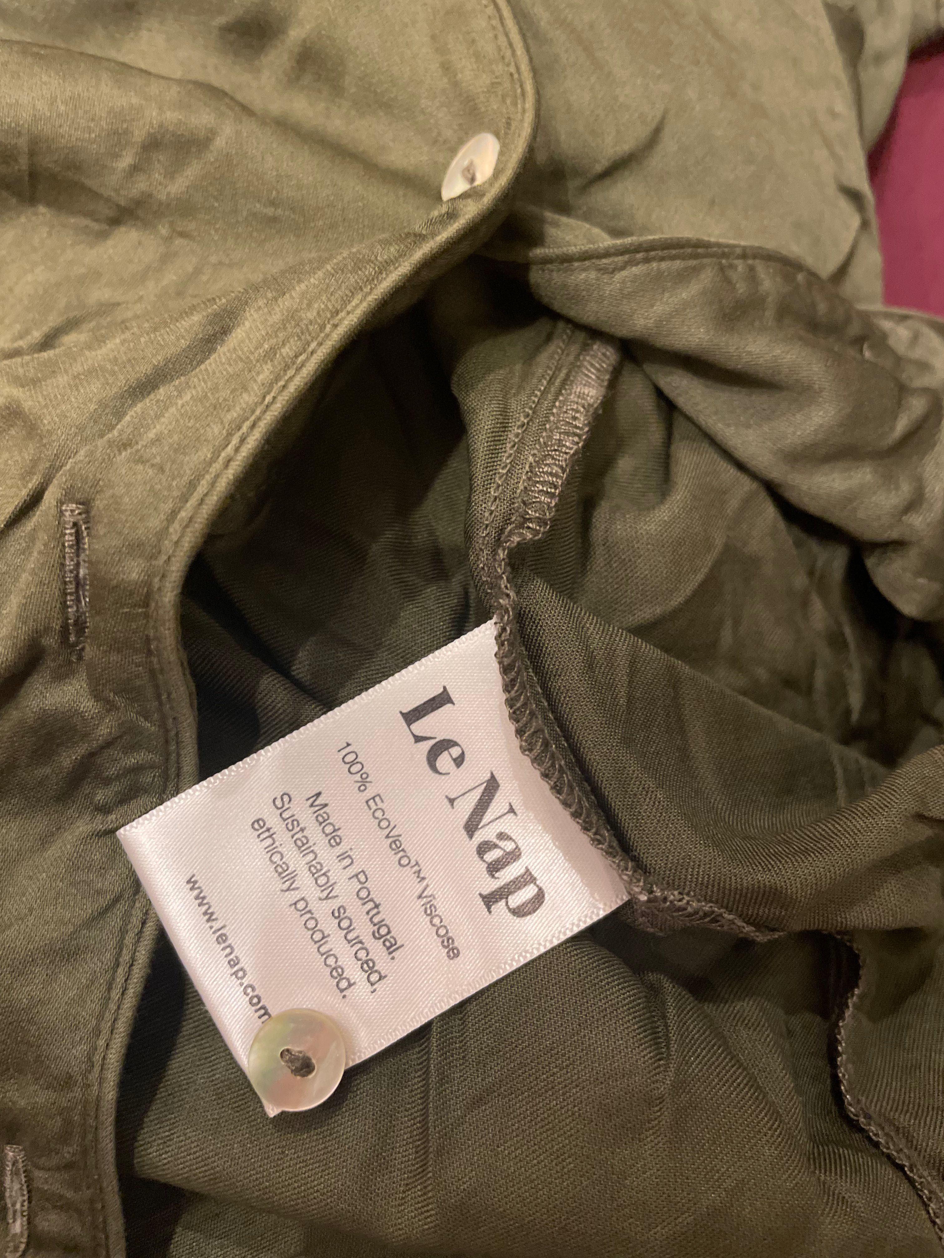 Le Nap koszula satynowa khaki guziki pyjamas
