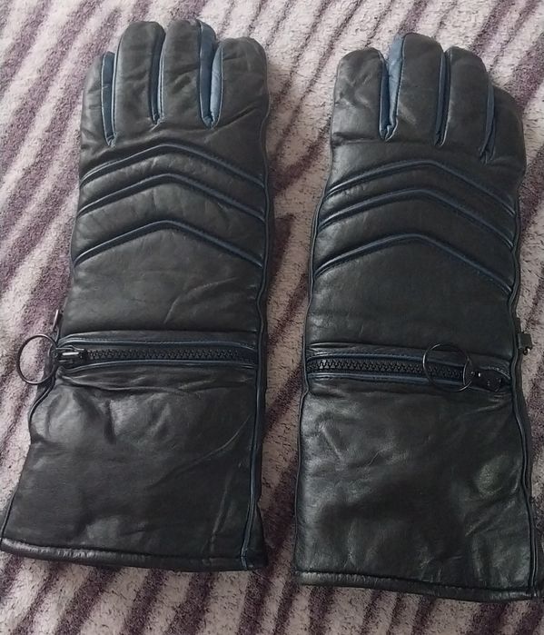 Мотоперчатки  кожаные  длинные