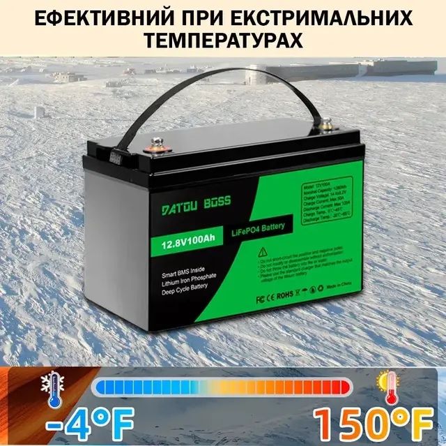 Акумулятор LiFePO4 DATOUBOSS 12,8v100Ah з BMS батарея для ДБЖ,RV