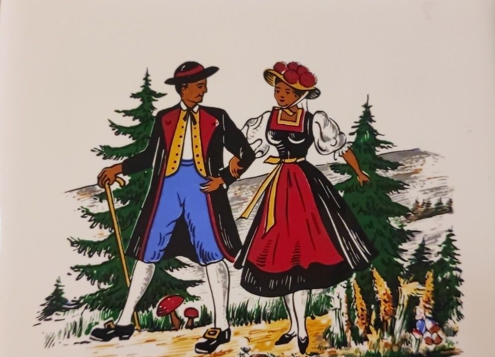 Stary kafel ceramiczny plytka obrazek Made in Francja