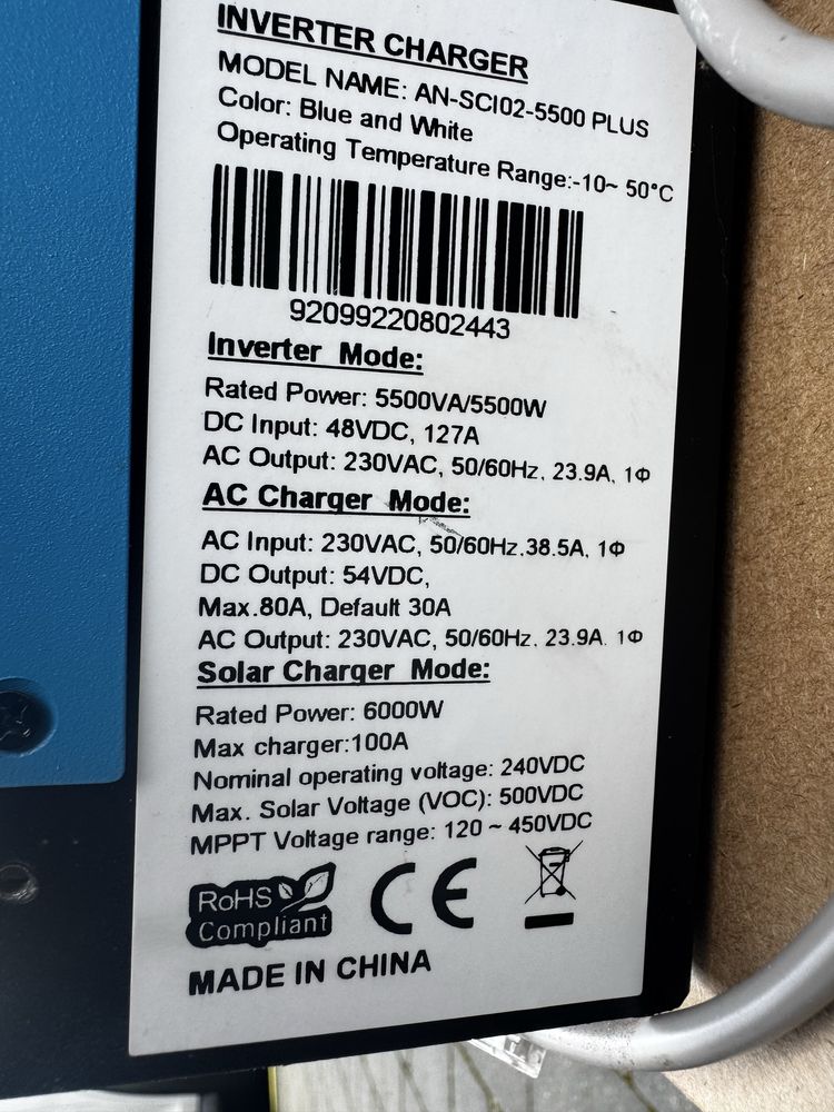 Falownik Anern 5500 W offgrid 48V wifi
