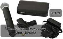 24h/ Mikrofon dynamiczny shure bezprzewodowy statyw kabel xlr jack muz