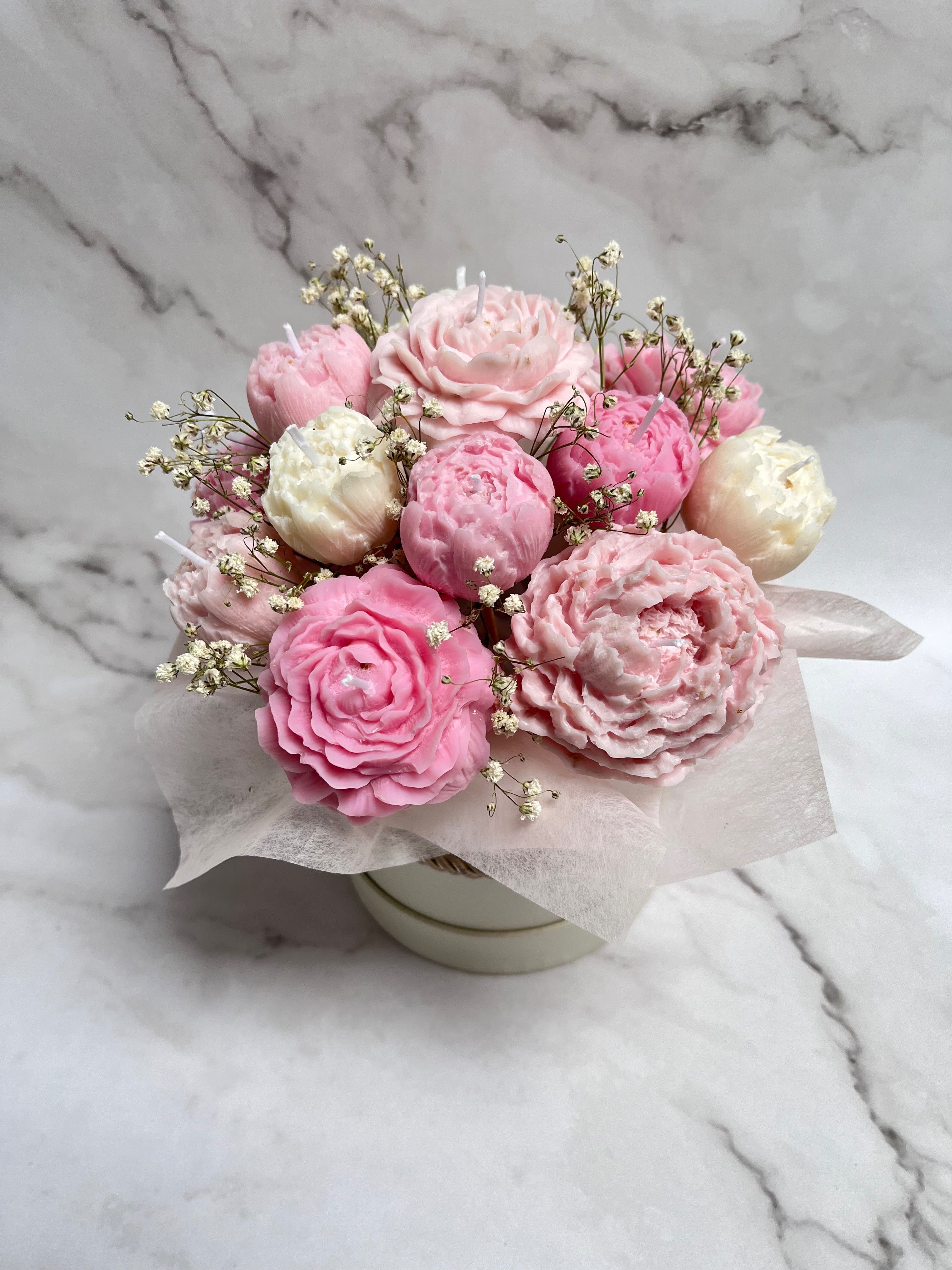 Flower box ze świec sojowych prezent chrzciny urodziny