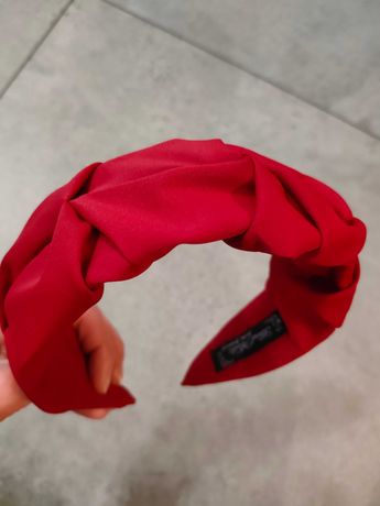 Nowa czerwona opaska do włosów szeroka węzeł studniówka