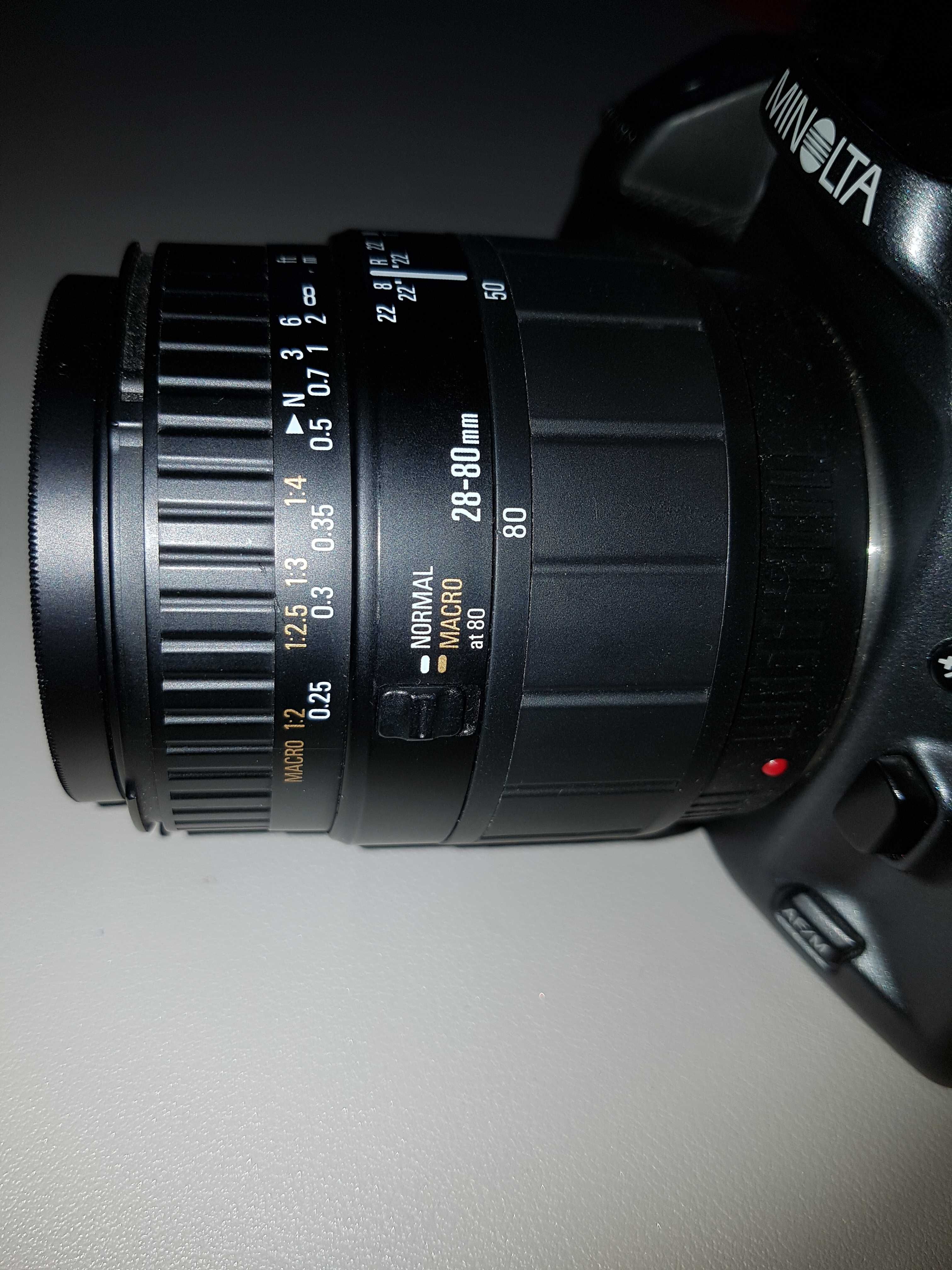 Aparat Minolta Dynax 500si Sigma 28-80 Macro torba Hama filtr_ Gdańsk