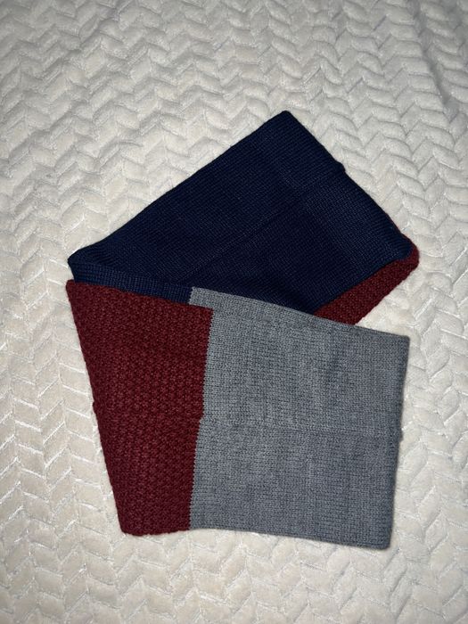 Шарф-снуд синій, сірий, бордо