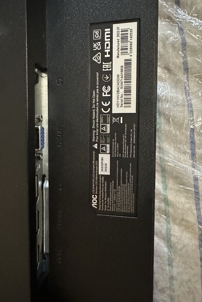 Ips 165Гц AOC 24G2SPU/BK