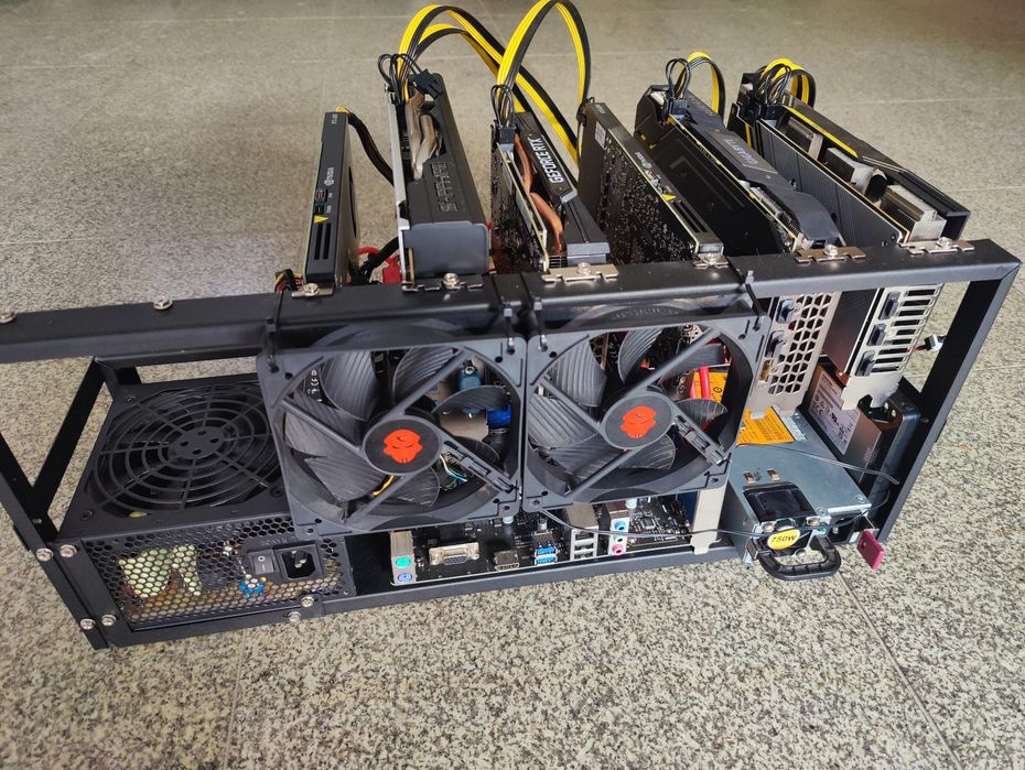 Mining rig 5GPUs 170MHs (rx 5700xt, rtx 2060, rtx 4000, rx 570)