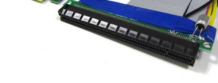 Райзер PCI-E 8 x -> 16x гибкий с питанием MOLEX удлинитель шлейф Riser