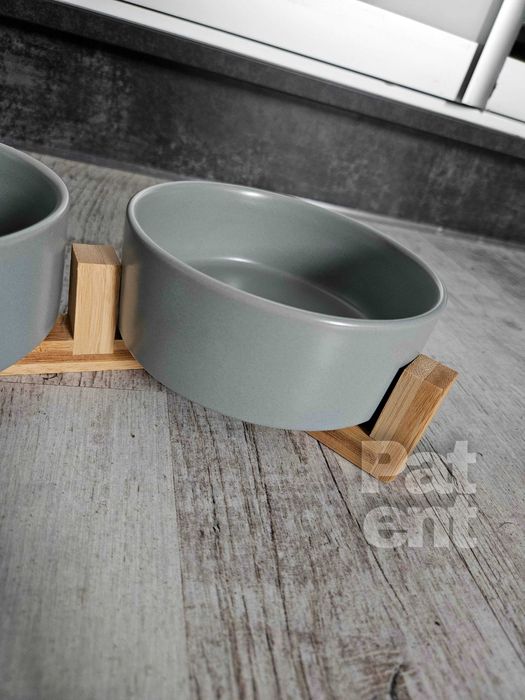 Miski ceramiczne dla psa kota zestaw 2 sztuki x 400 ml szare
