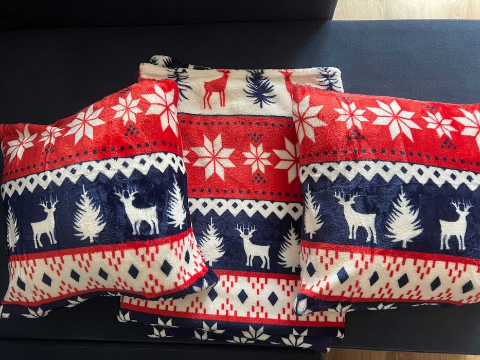 Koc Świąteczny Miękki Narzuta Ciepły 160x200 cm +2 poszewki poduszkę