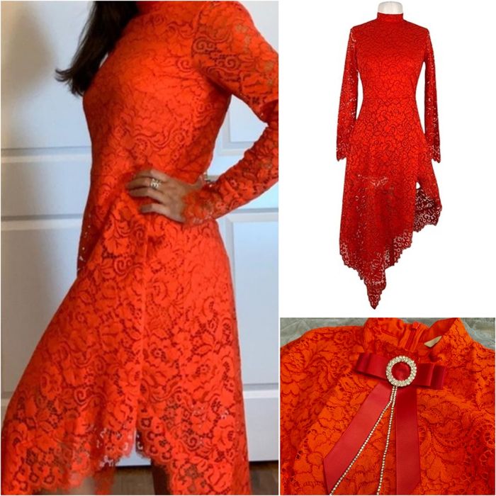 Червона мереживна сукня H&m.