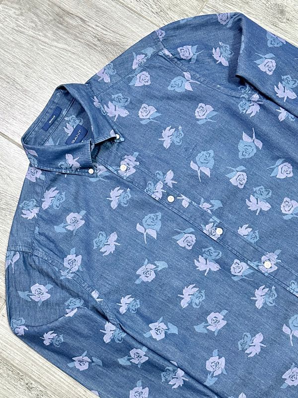 Gant Koszula Męska Regular Fit w Kwiaty Róże Logowana na Piersi r. M