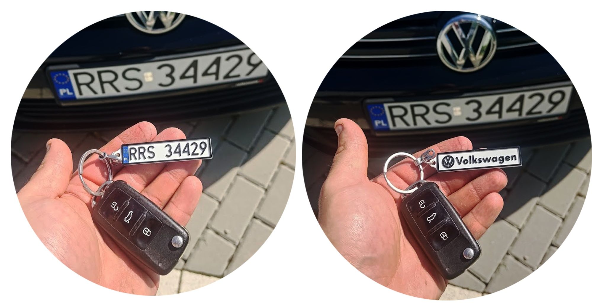Dwustronny Brelok z Tablicą Rejestracyjną – Personalizowany z Logo VW