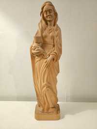 Stara bardzo piękna drewniana ręcznie wykonana figurka Madonny