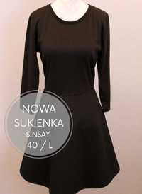SINSAY mała czarna rozkloszowana L 40 plisy z koła nowa sukienka