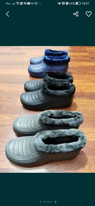 Krótkie lekkie Kalosze Piankowe Ocieplane Męskie