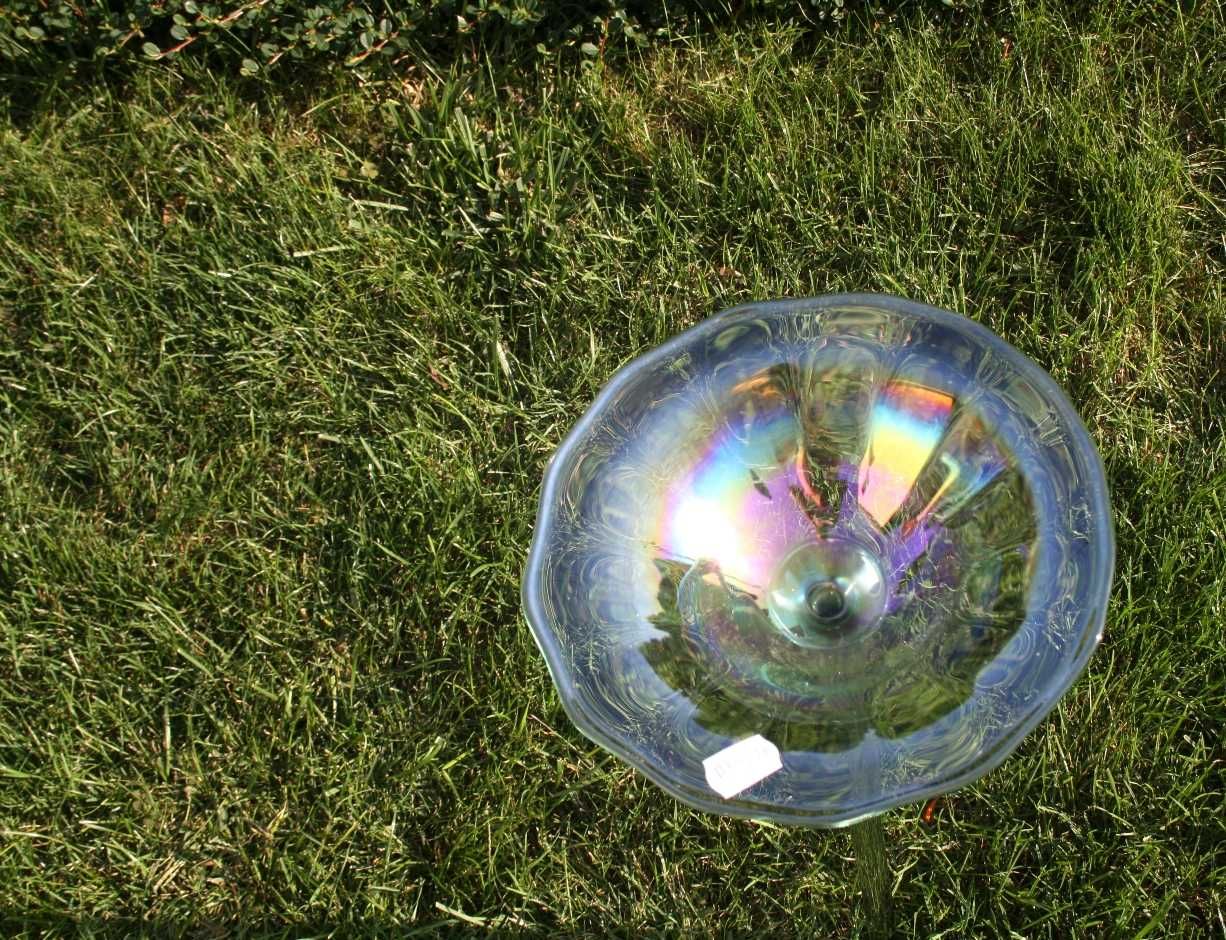 Lampion Świecznik Stojak Poidło dla ptaków. Solidne grube Szkło, 65 cm