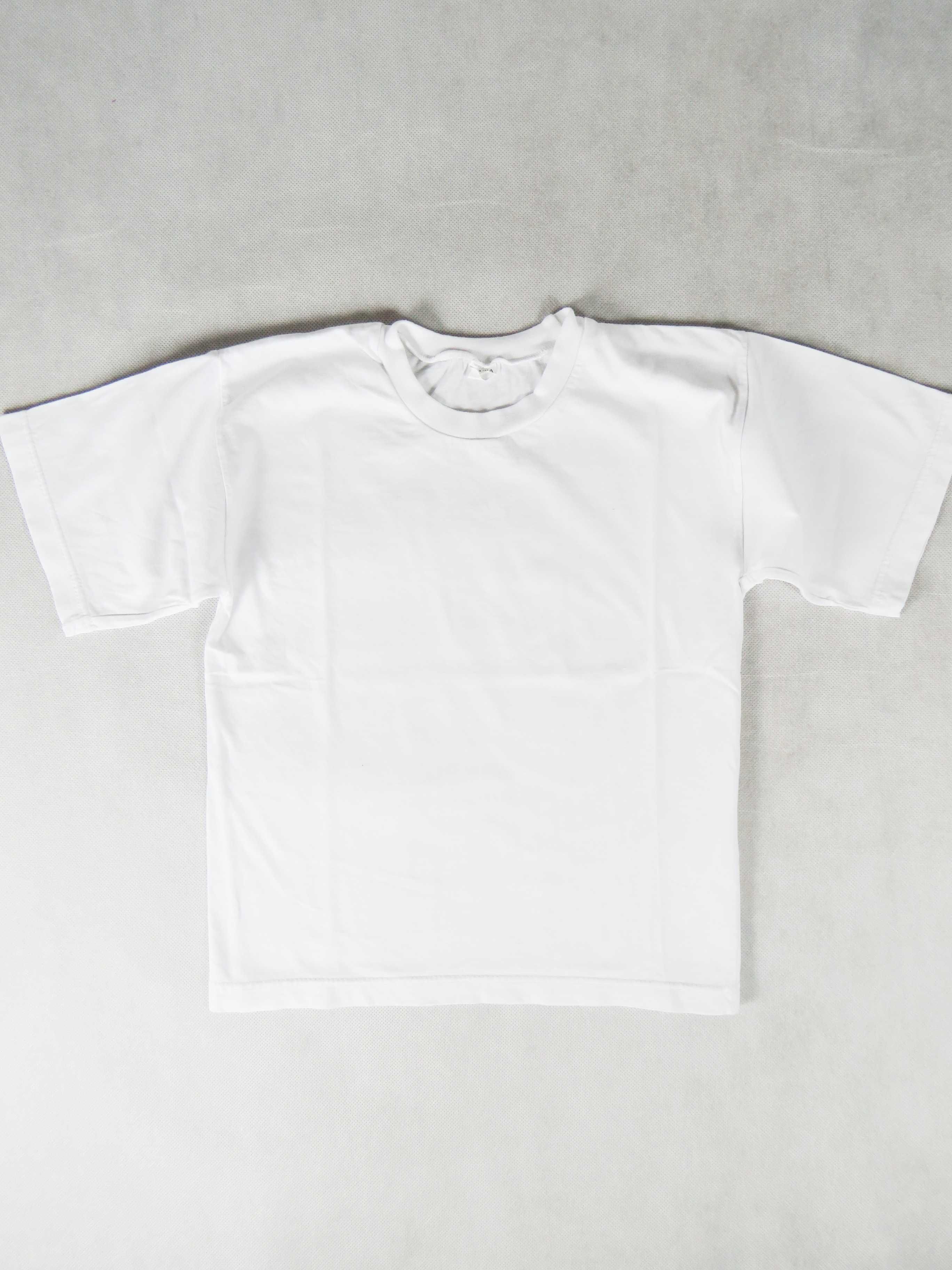 Biały T-shirt na 128 cm klasyczna biała koszulka JANKA