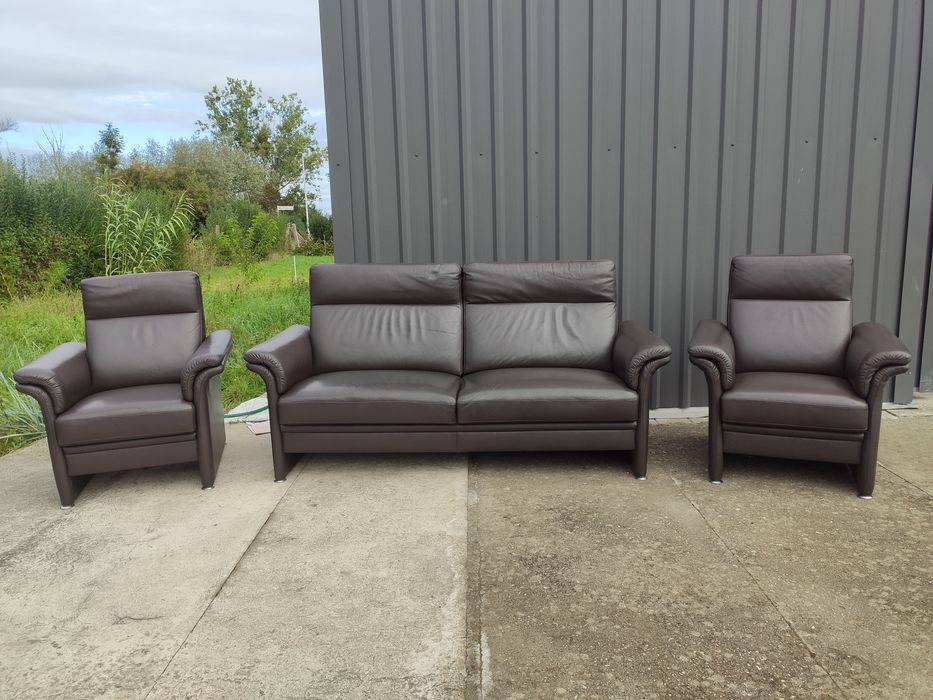 Sofa skórzana 3-osobowa+2 fotele-skóra naturalna! Super stan!Okazja