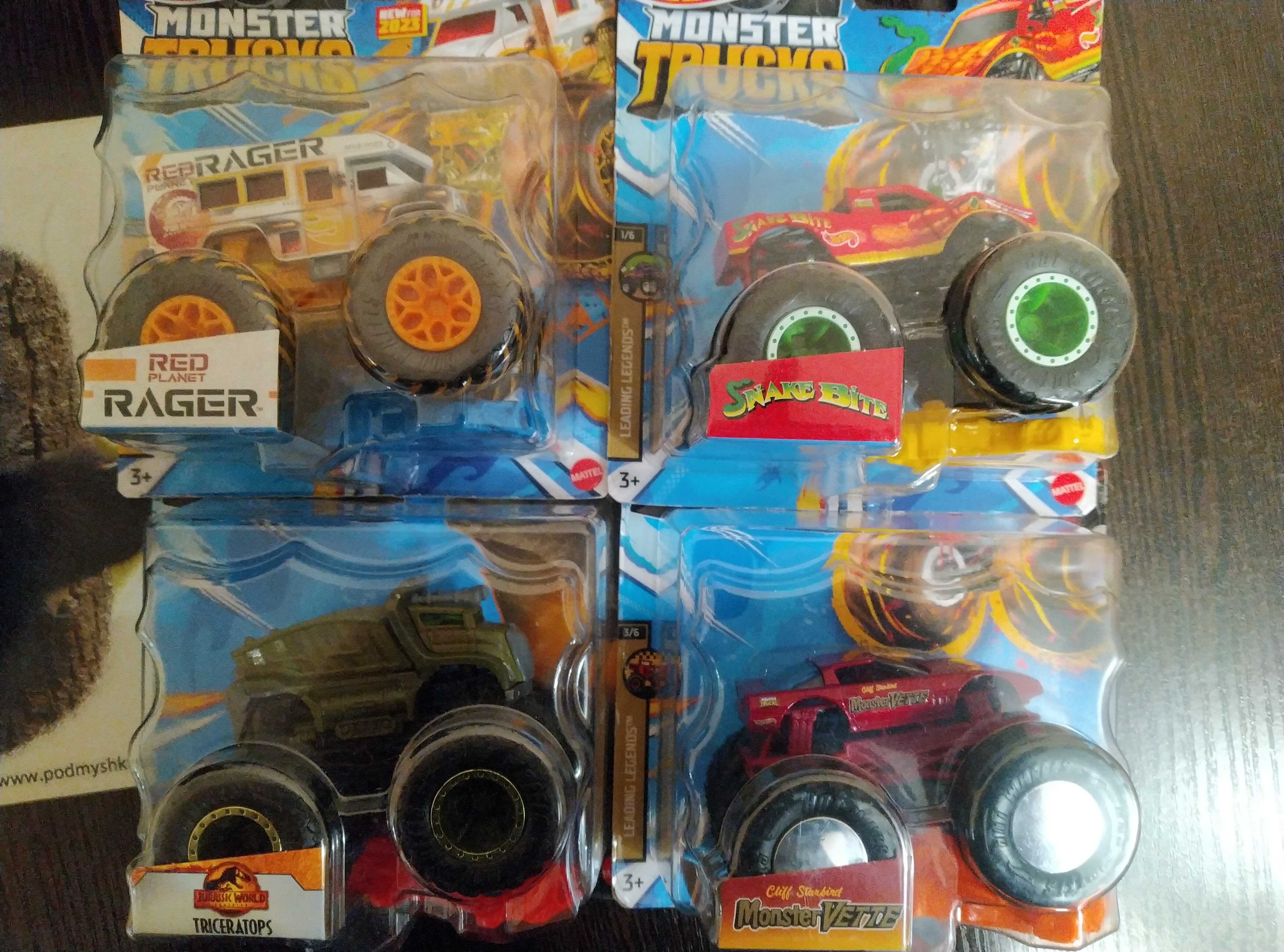 Hot Wheels Monster Trucks, в масштабе 1:64, набор из 1,  2,3,4 штук