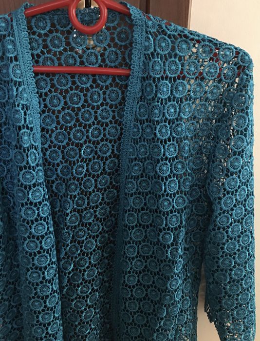 Turkusowa narzutka bez zapięcia damska