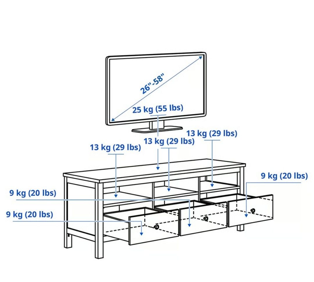 Szafka RTV Ikea Hemnes - drewniana, sosnowa - biała bejca