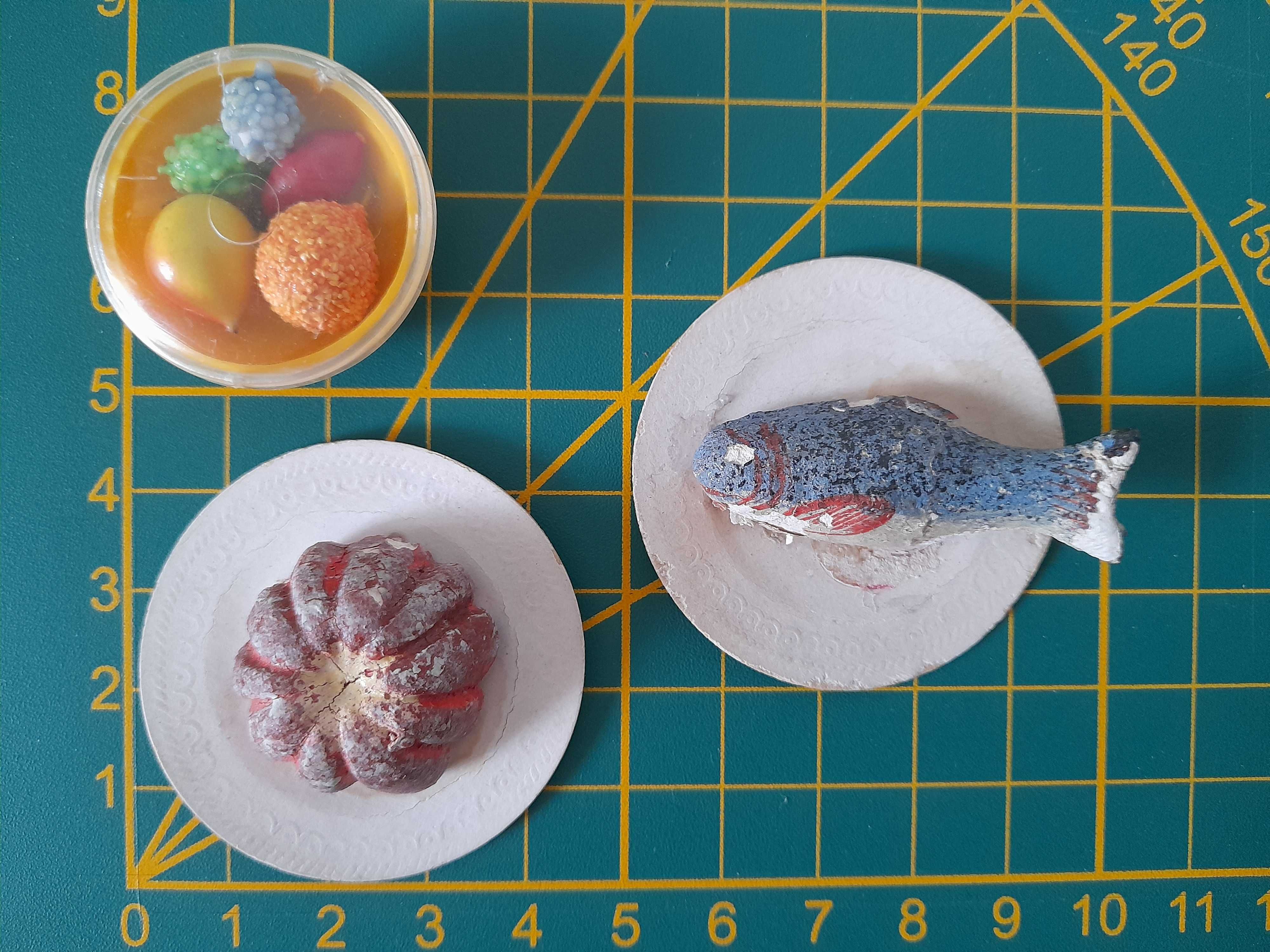 Zestaw Mini miniaturowe jedzenie babka ryba owoce domek lalek