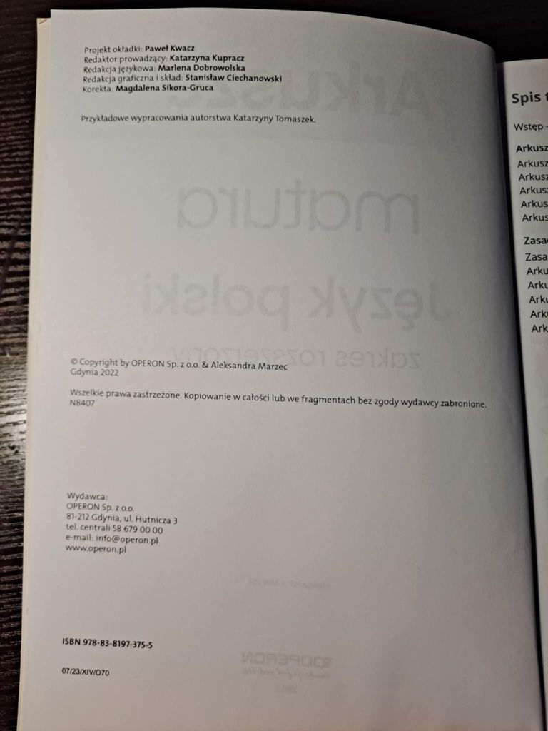 Operon pakiet matura język polski zakres rozszerzony