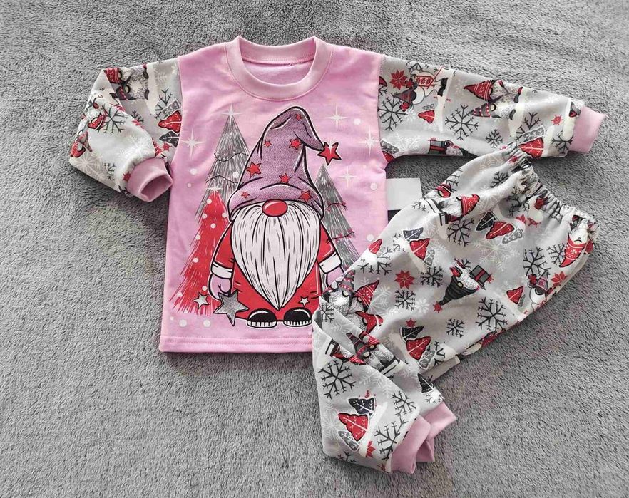 Дитяча тепла піжама Новорічна піжама набір пижамка штани кофта на фліс
