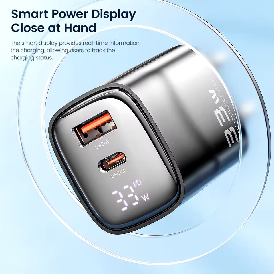 Toocki 33W GaN Ładowarka USB C Cyfrowy wyświetlacz