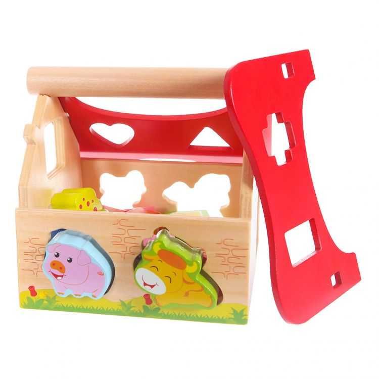 Drewniany domek farma sorter  kształtów klocki  Ecotoys
