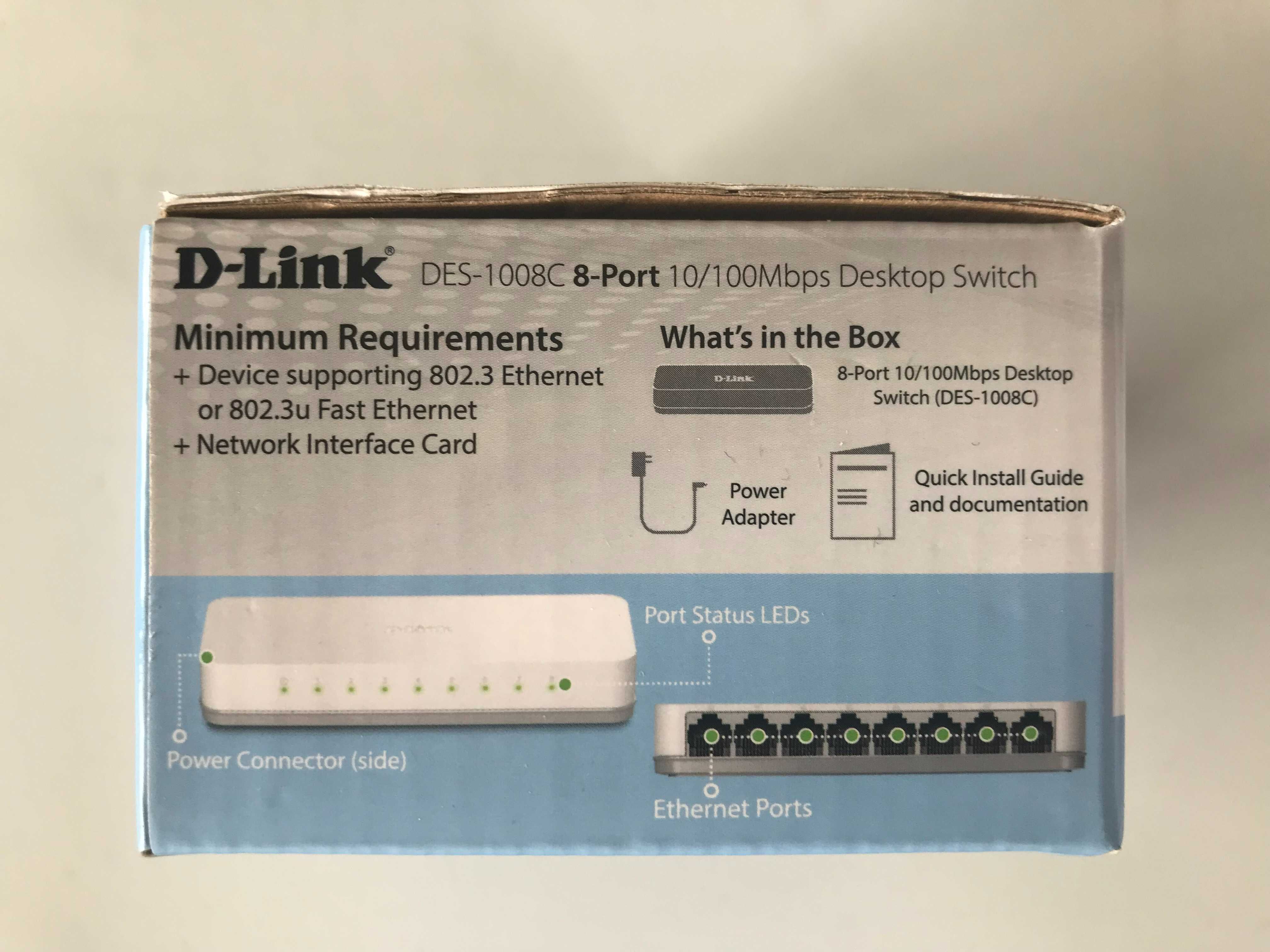 Коммутатор D-Link DES-1008C (8*FE, Plastic)