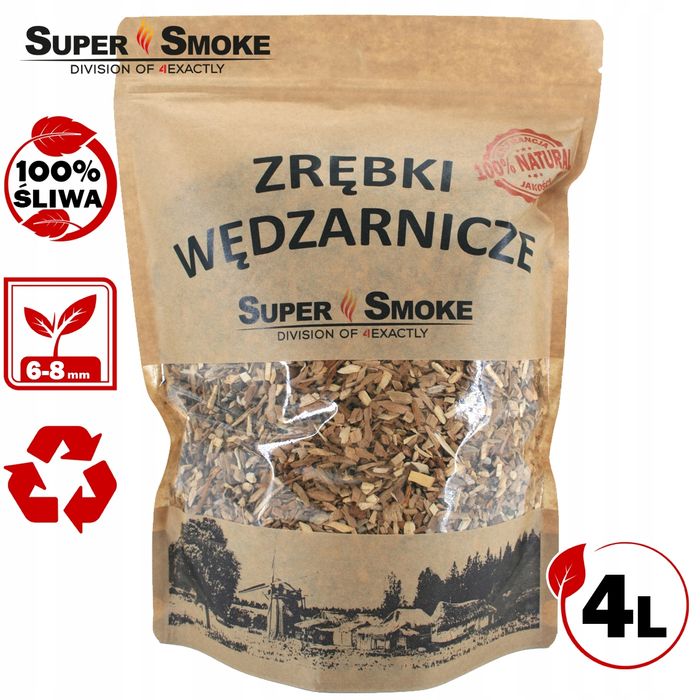 Zrębki Wędzarnicze Super Smoke ŚLIWA KL-08 (6-8mm) Medium 4L Kraft