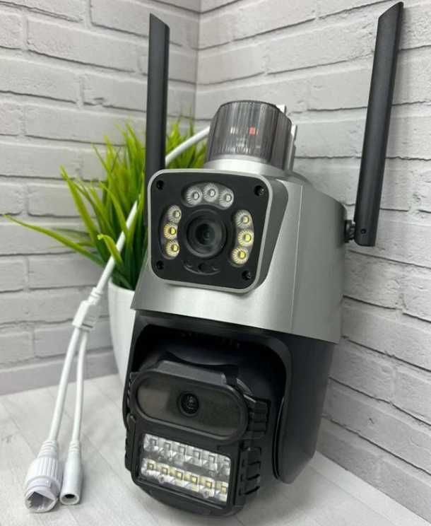 Камера видеонаблюдения вай-фай ICsee двойная Wi-Fi уличная поворотная
