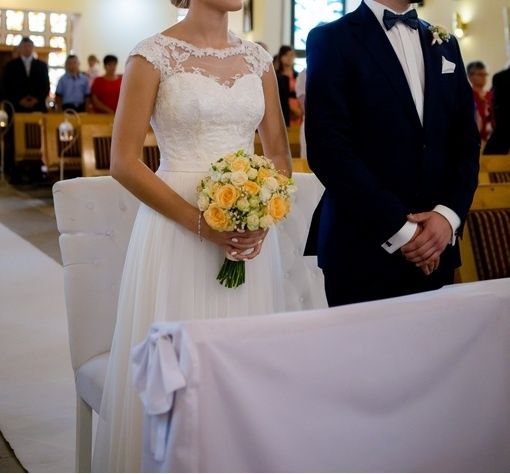 Suknia ślubna ivory XS/S 34/36 koronka tiul