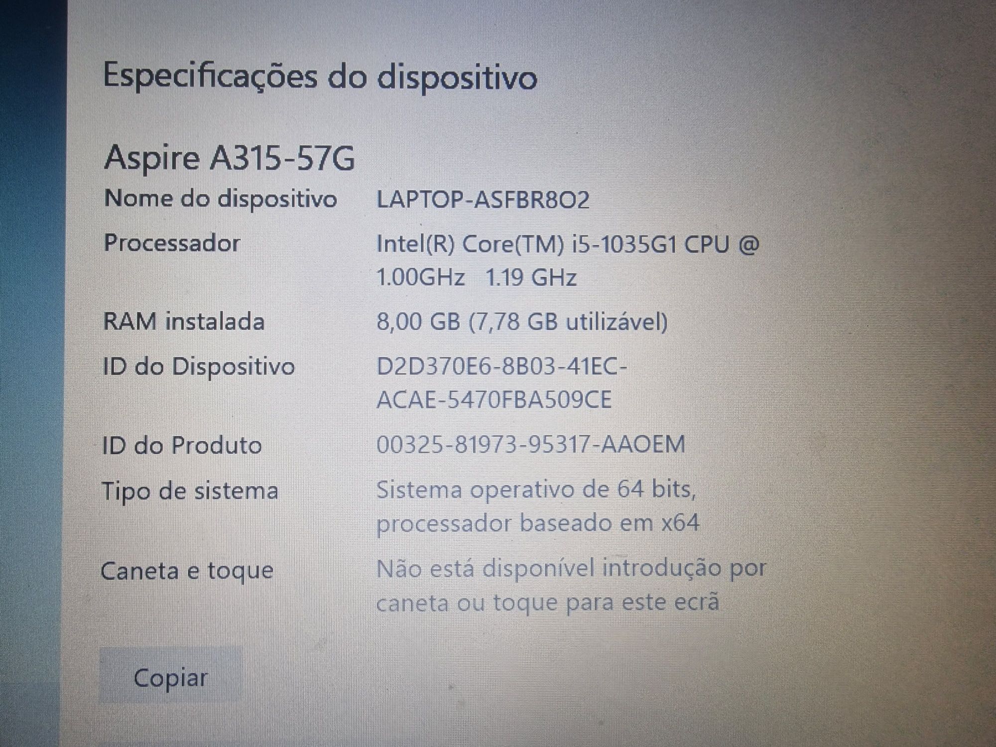 Portátil acer com muito pouco uso