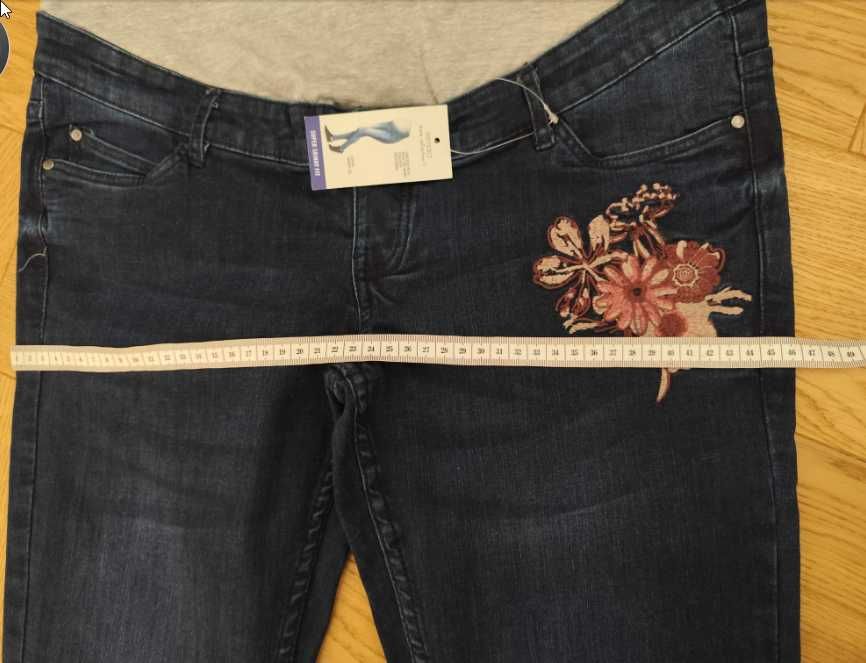 Nowe jeansy ciążowe 40 L pas ciążowy skinny granat spodnie