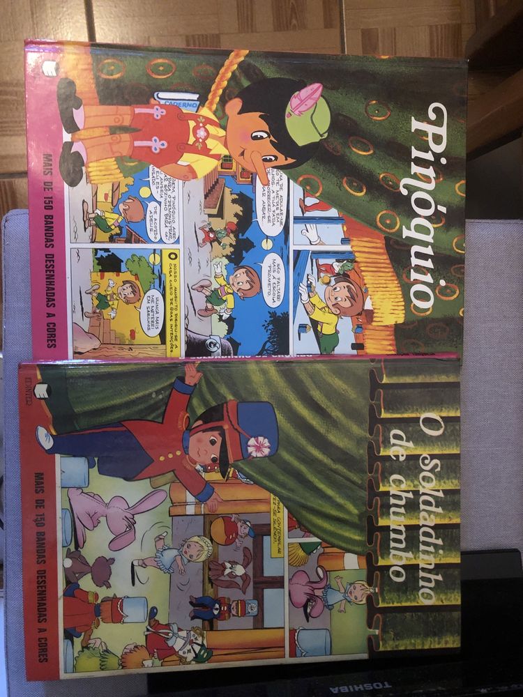 2 libros banda desenhada: pinoquio e o soldadinho chumbo