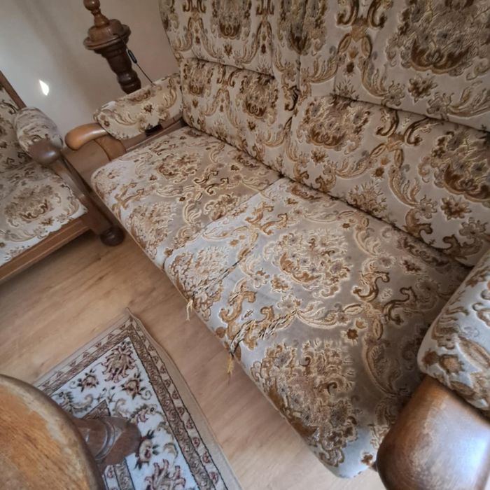 Dębowy Zestaw wypoczynkowy z ławą