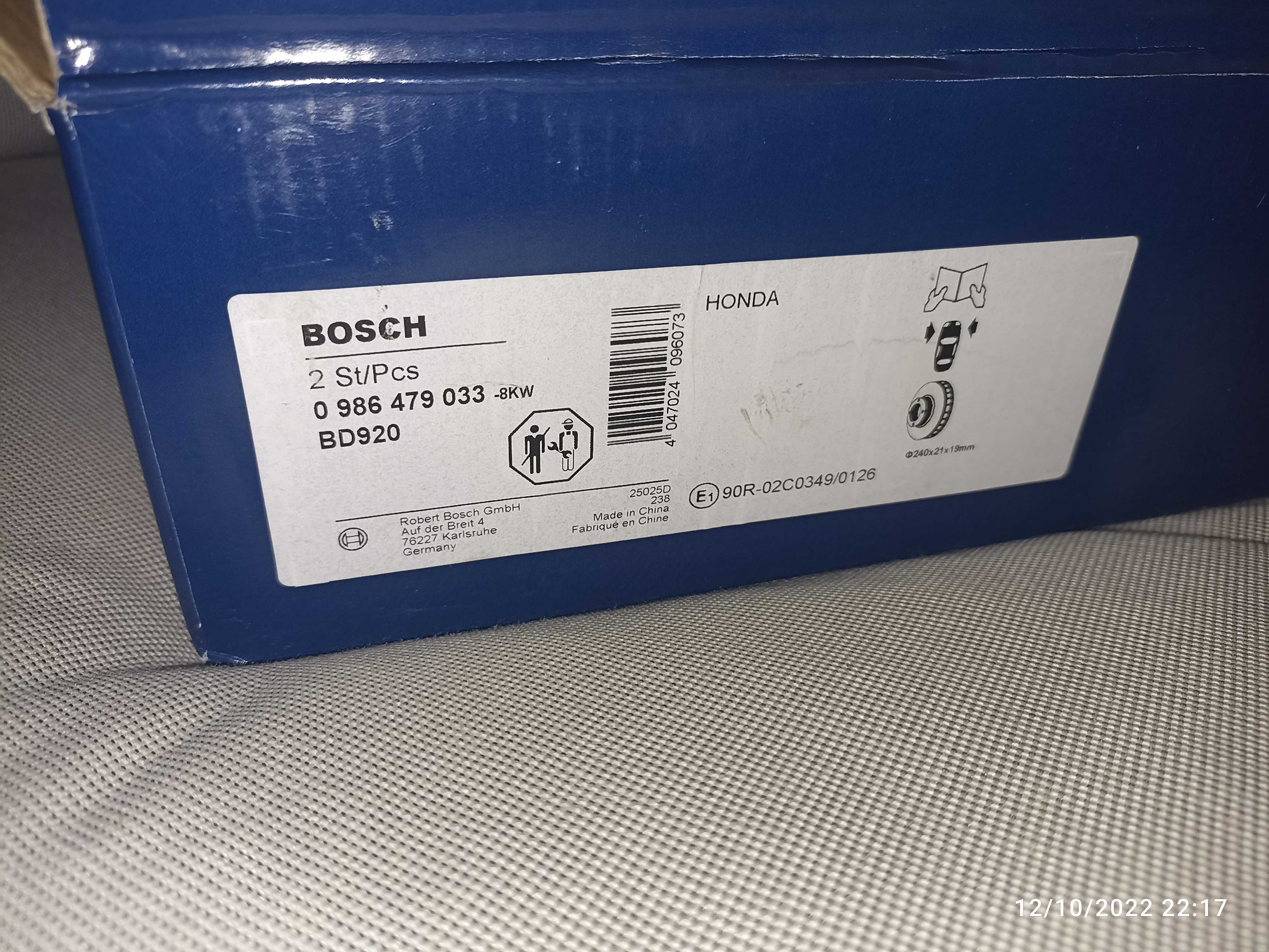 Par de discos de travão Bosch para Honda Jazz